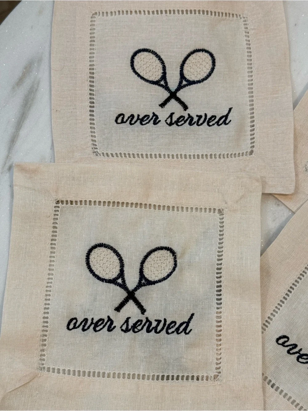 Over Served Linen Coaster Napkins